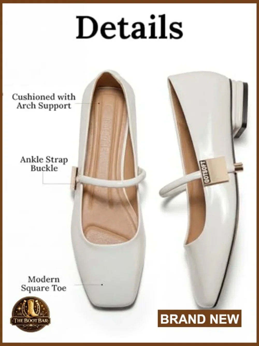 Mary Jane Flats Square Toe Ballet Slip On Comfortable Dress Shoes - Picture 5 of 7